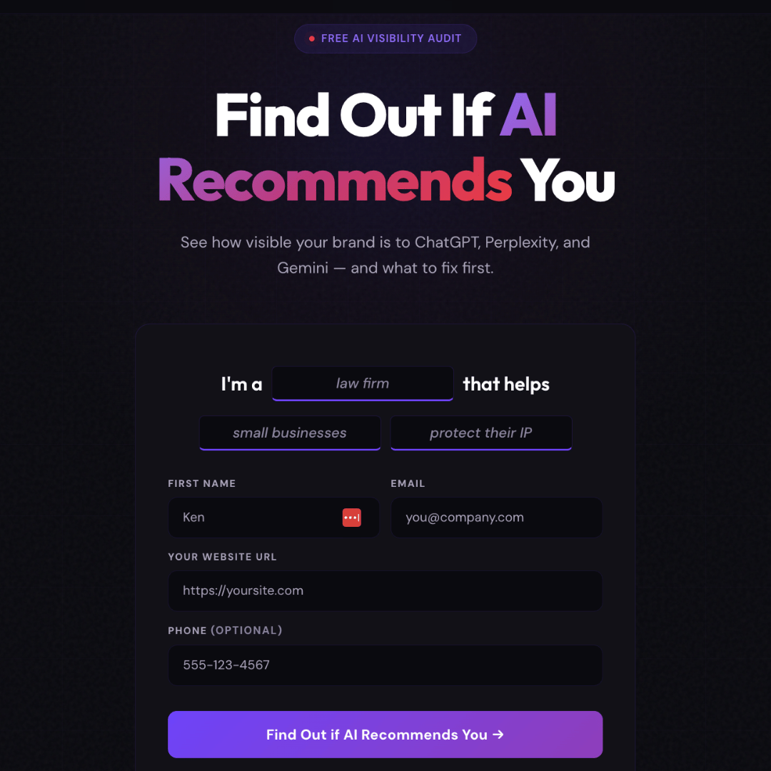 Free AI visibility audit form